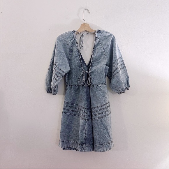 Free People Sweet Surrender Denim Mini Dress Cotton - Picture 3 of 7